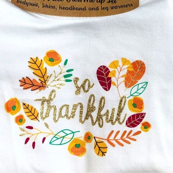 NWT Baby Essentials 4pc “So Thankful” Outfit Fall Harvest Thanksgiving Set 3M - Picture 5 of 13